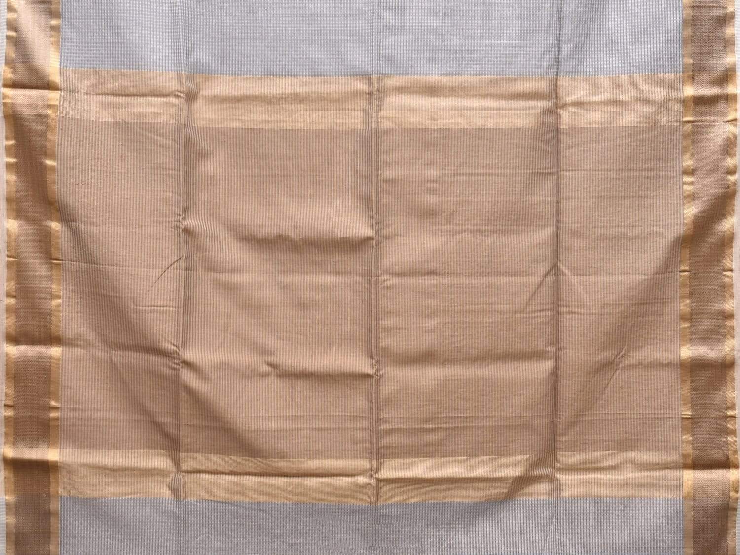 Light Grey Maheshwari Cotton Silk Handloom Saree with Small Checks Design m0137