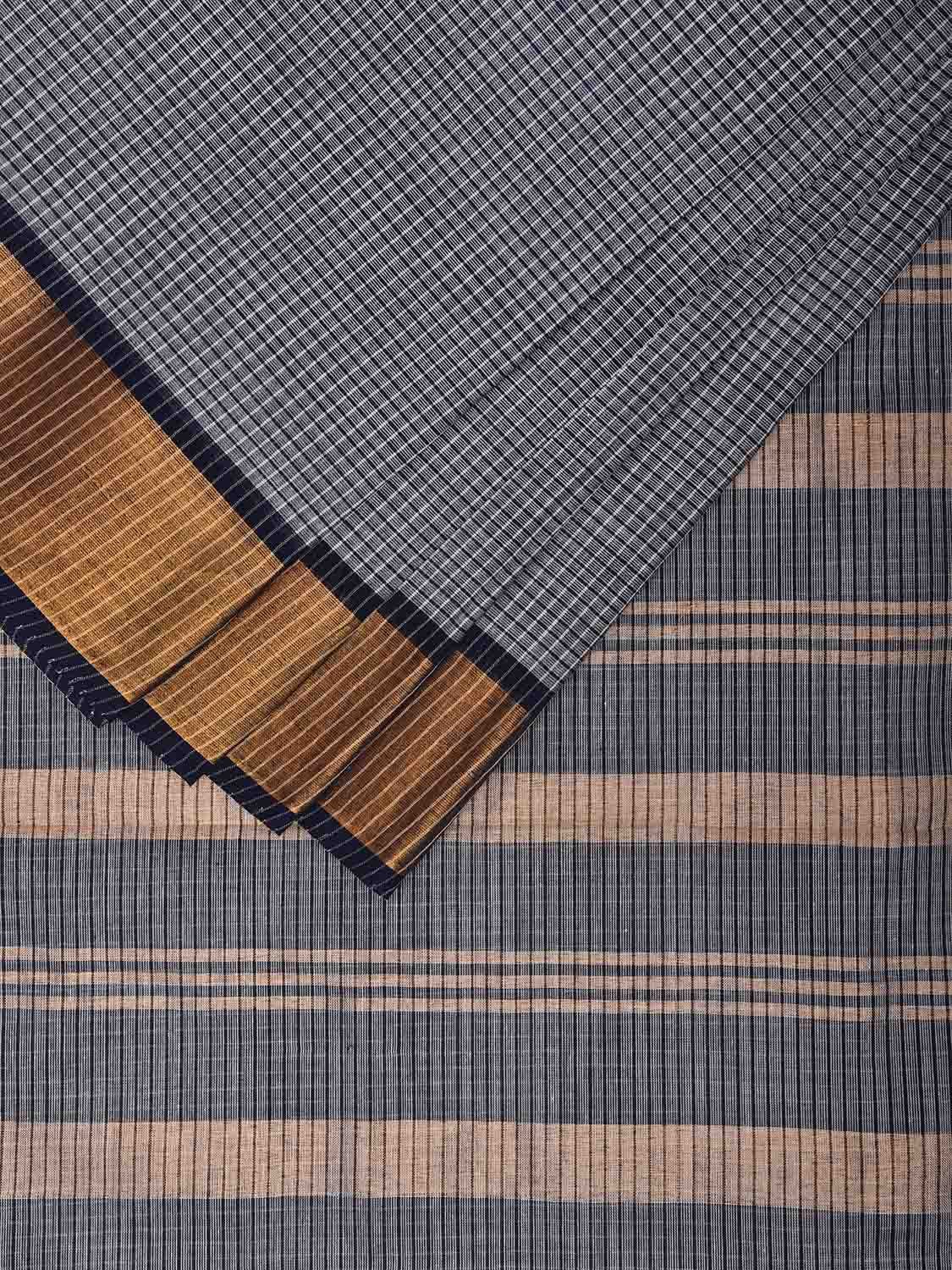 Light Grey Mangalgiri Cotton Handloom Saree with Checks Design No Blouse mn0097