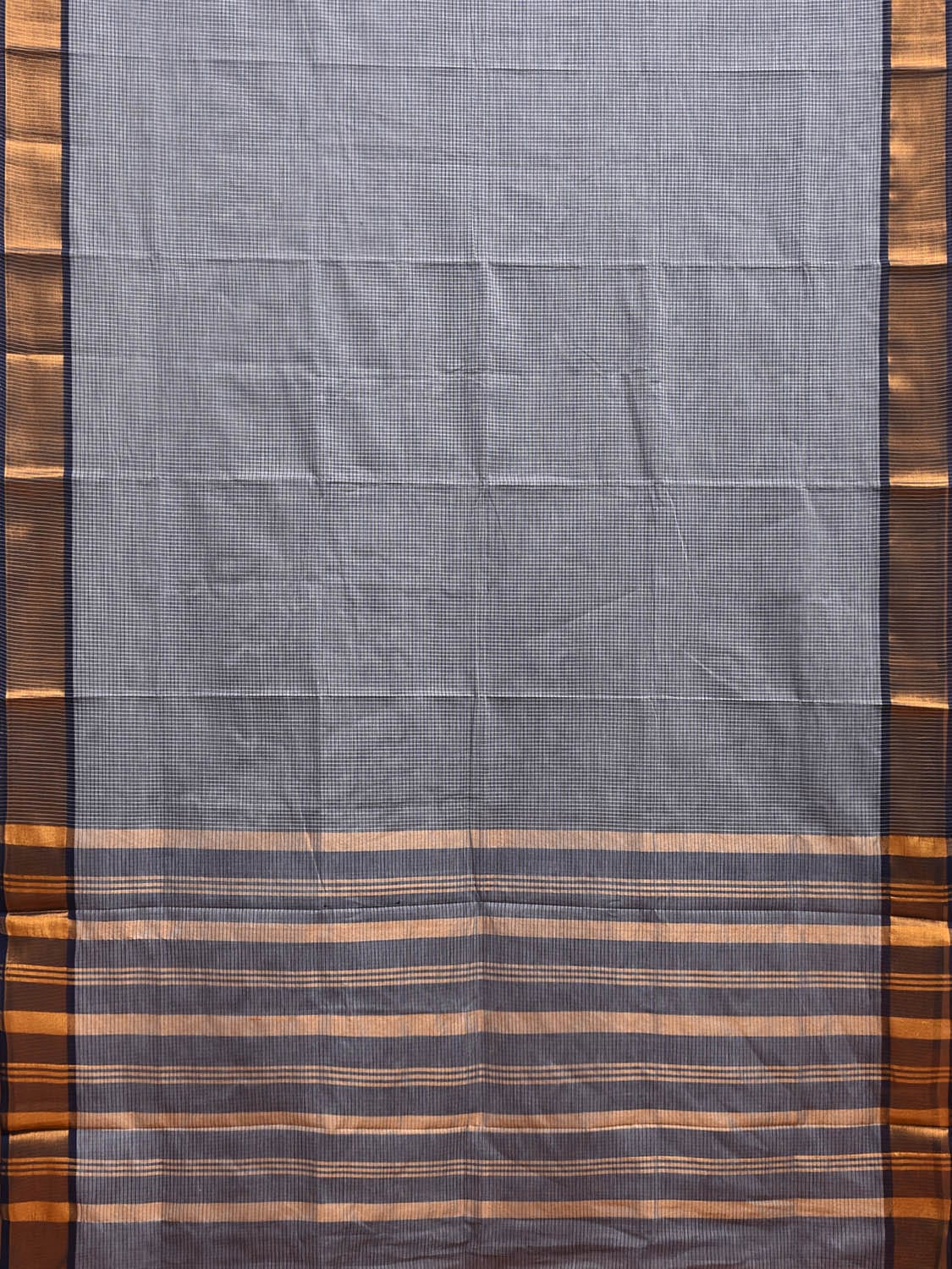 Light Grey Mangalgiri Cotton Handloom Saree with Checks Design No Blouse mn0097