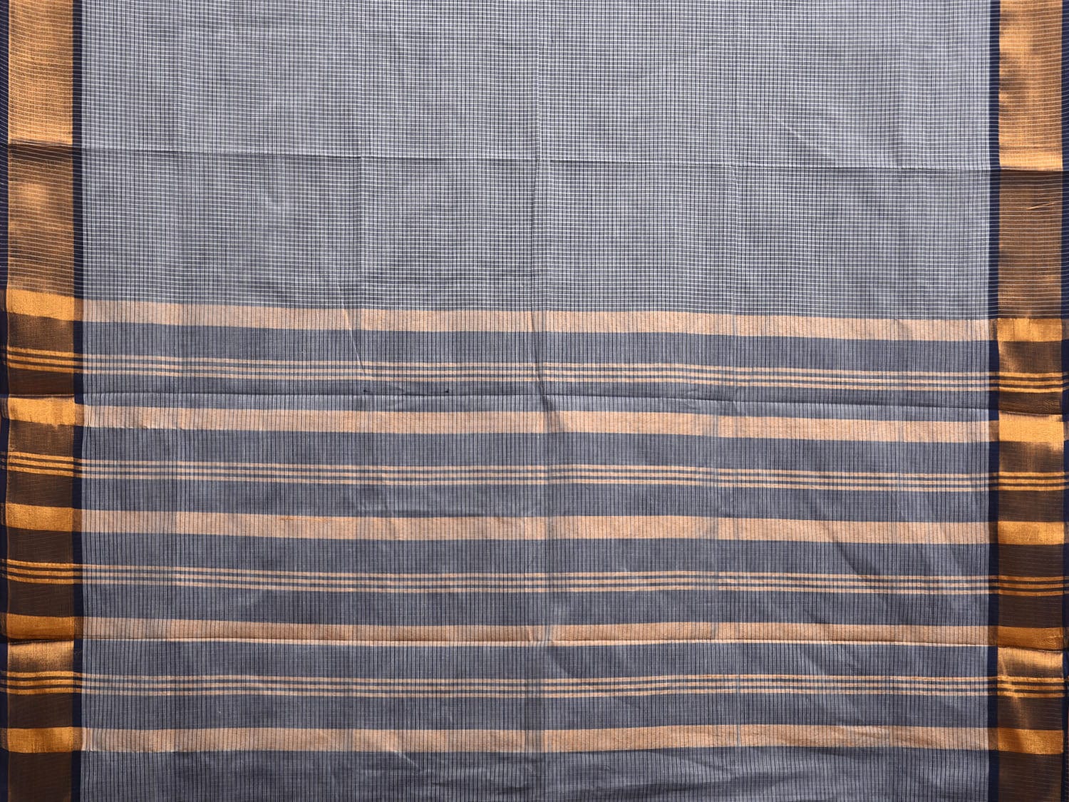 Light Grey Mangalgiri Cotton Handloom Saree with Checks Design No Blouse mn0097