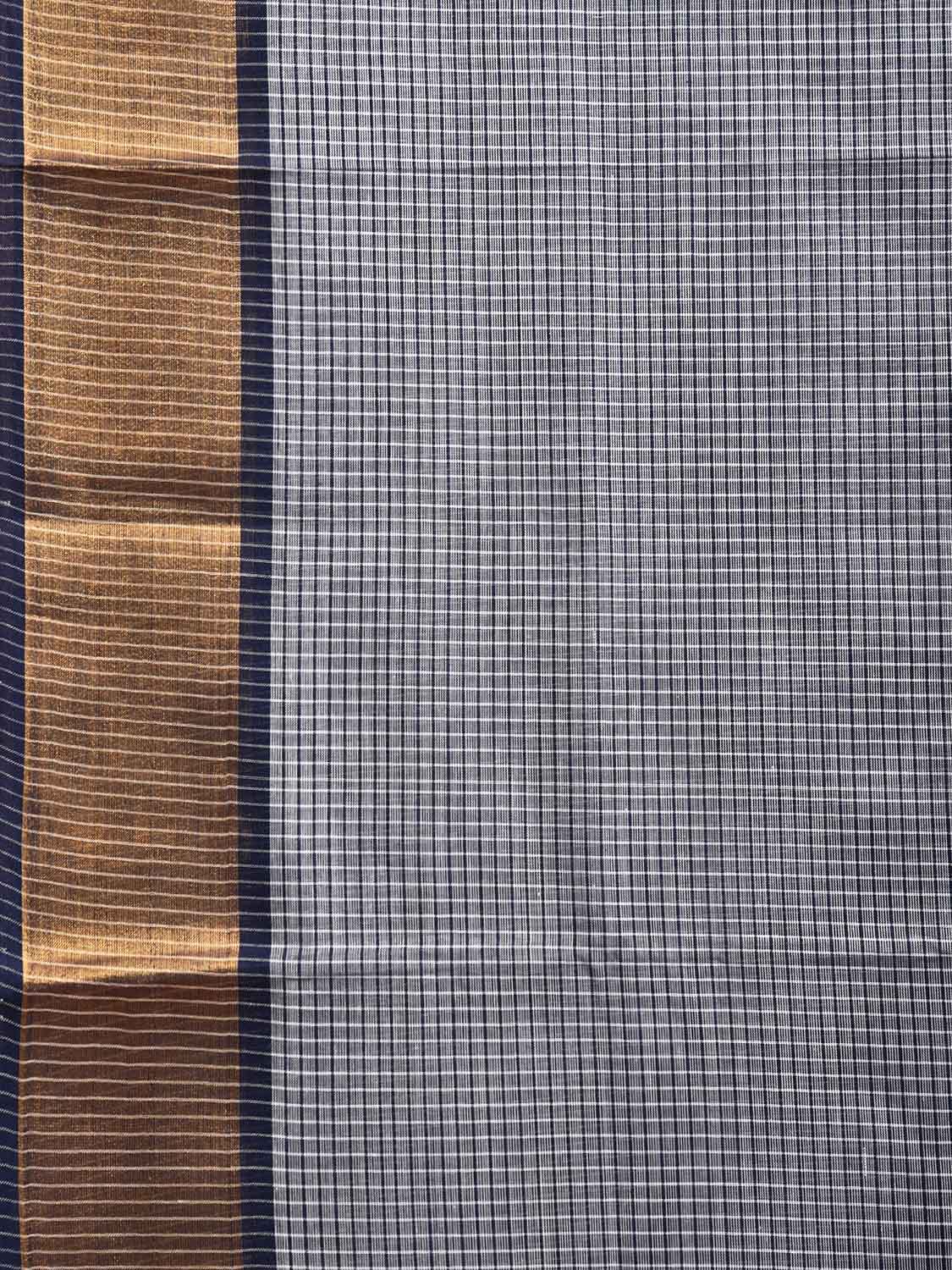 Light Grey Mangalgiri Cotton Handloom Saree with Checks Design No Blouse mn0097