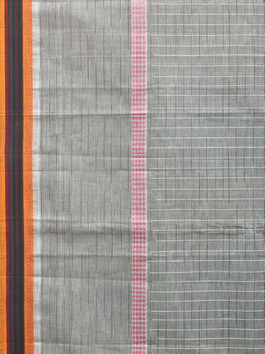 Light Grey Narayanpet Cotton Handloom Saree with Check Design No Blouse np0716