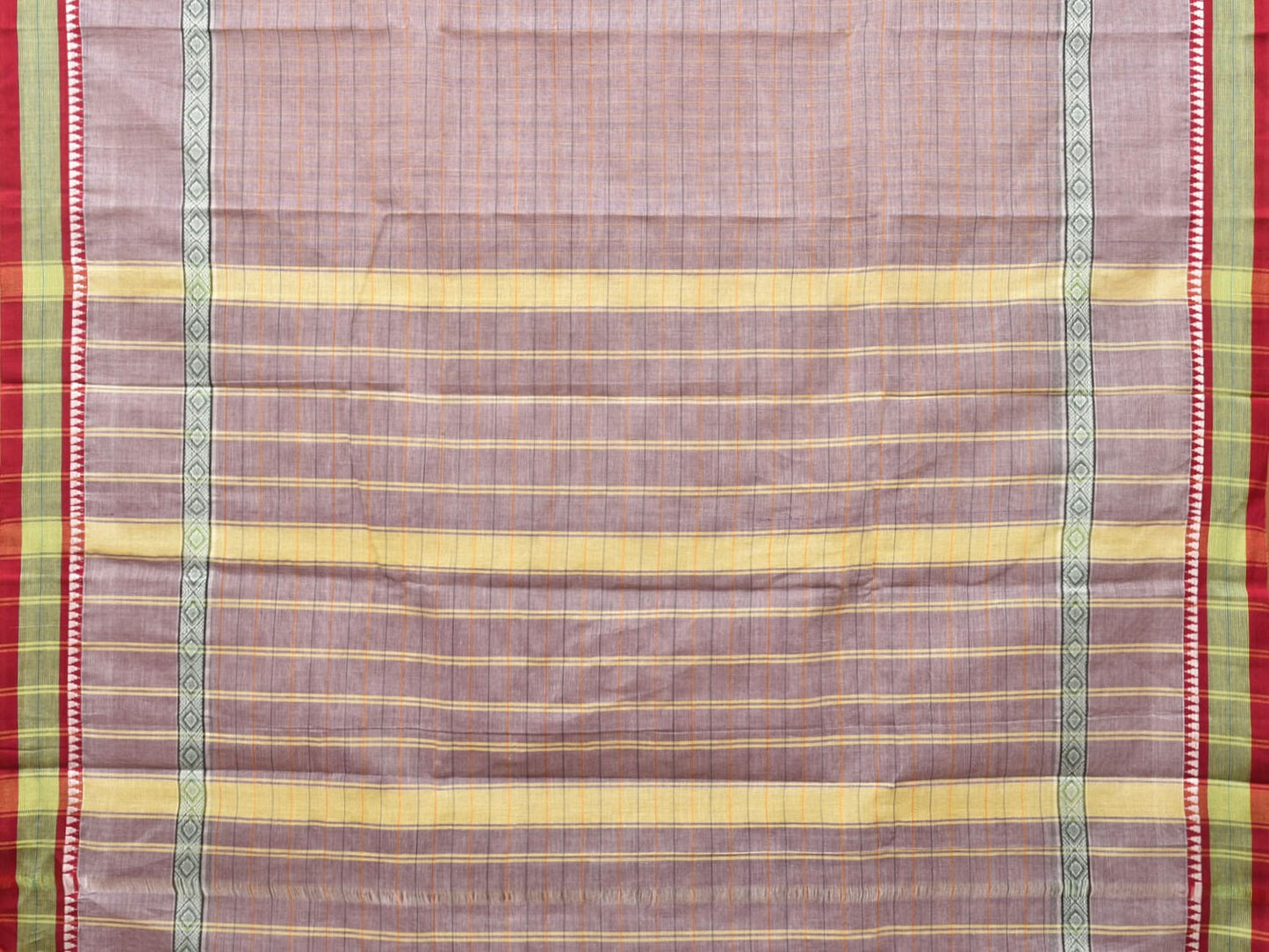 Light Grey Narayanpet Cotton Handloom Saree with Checks and Big Border Design No Blouse np0703