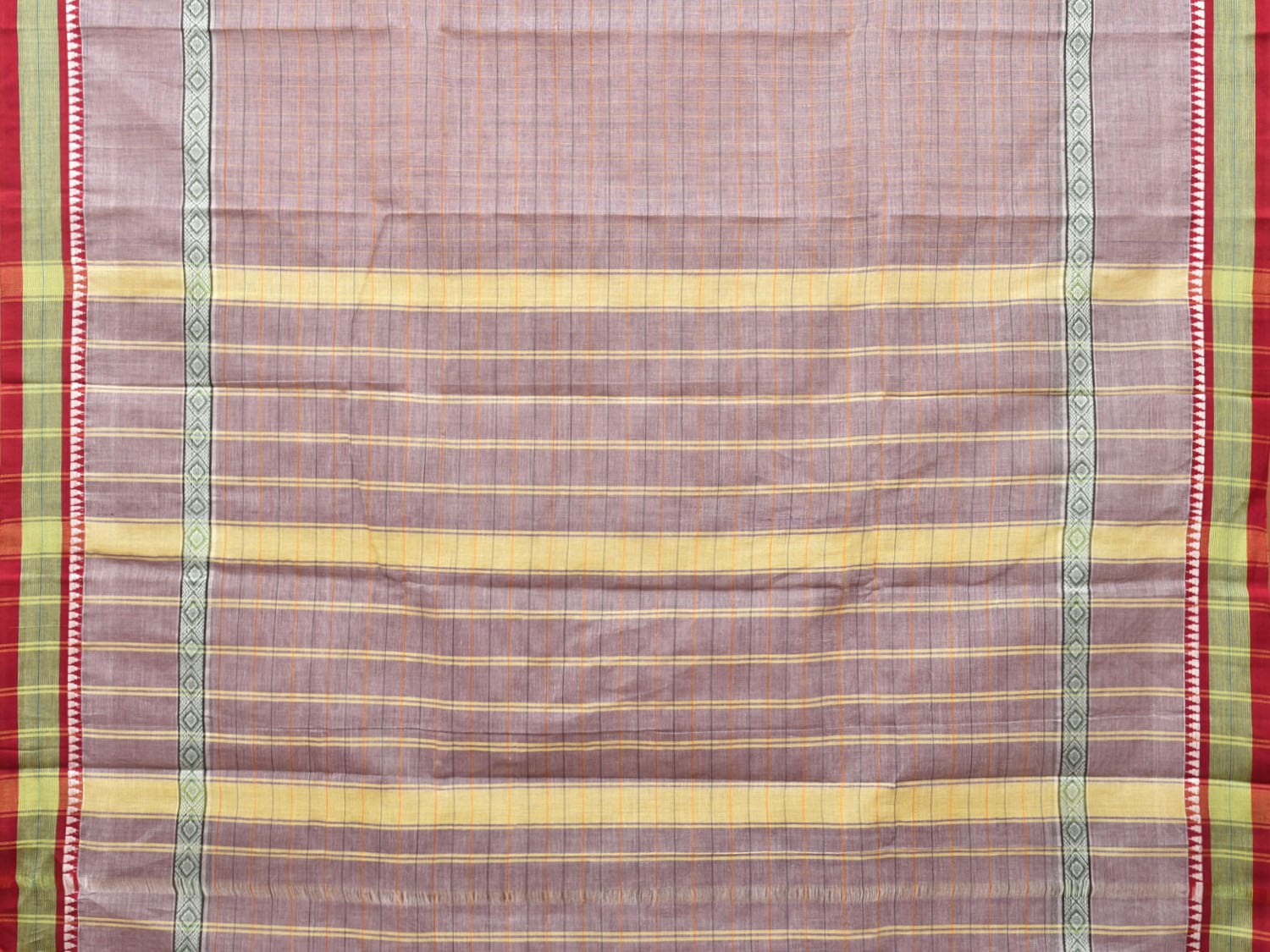 Light Grey Narayanpet Cotton Handloom Saree with Checks and Big Border Design No Blouse np0703