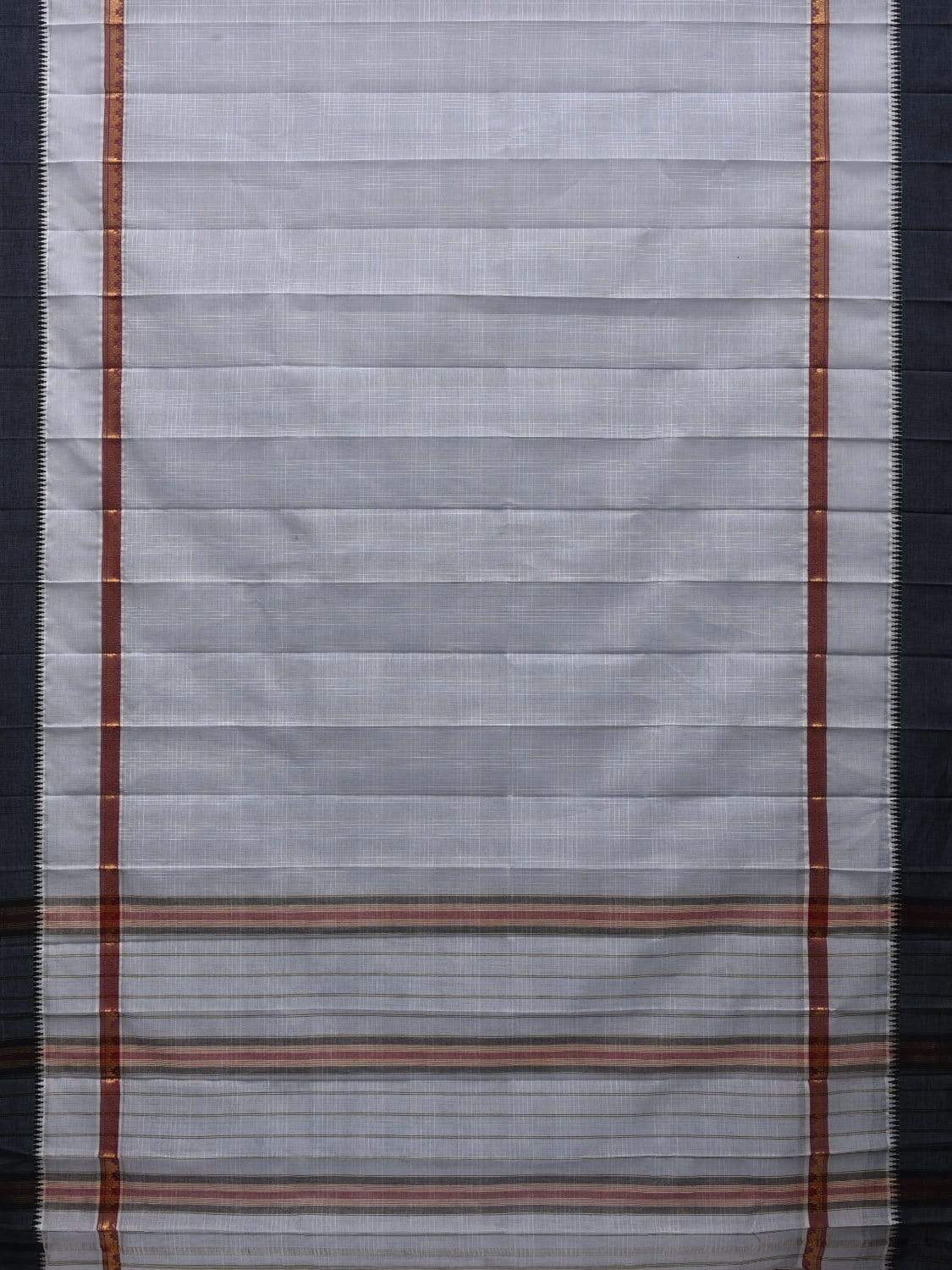 Light Grey Narayanpet Cotton Handloom Saree with Checks Design No Blouse np0479