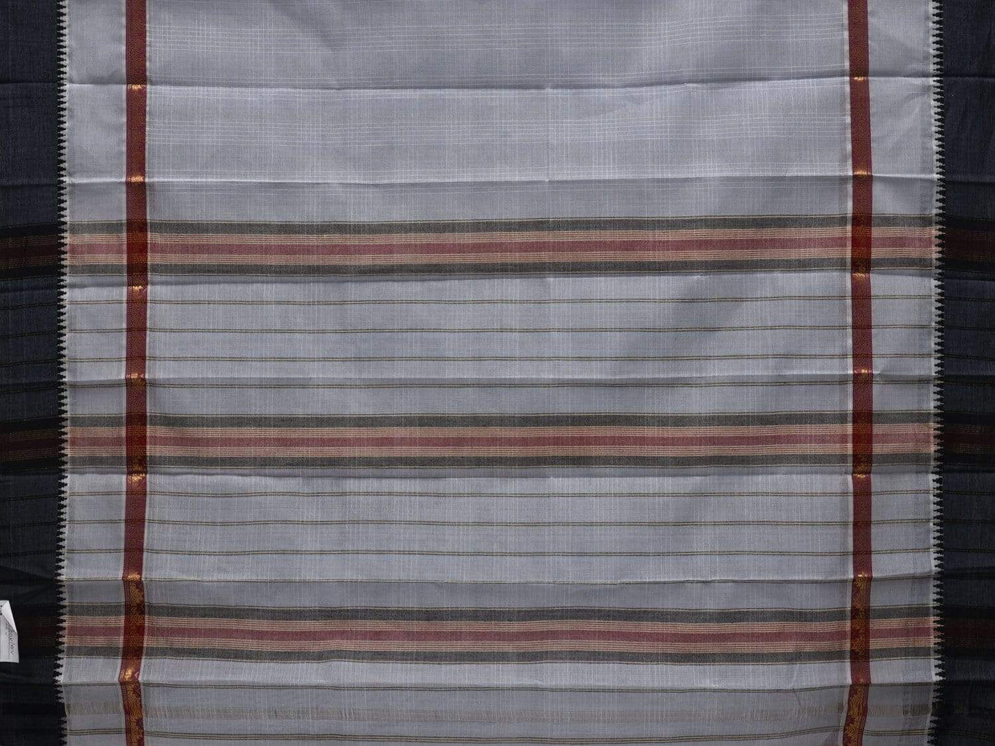Light Grey Narayanpet Cotton Handloom Saree with Checks Design No Blouse np0479