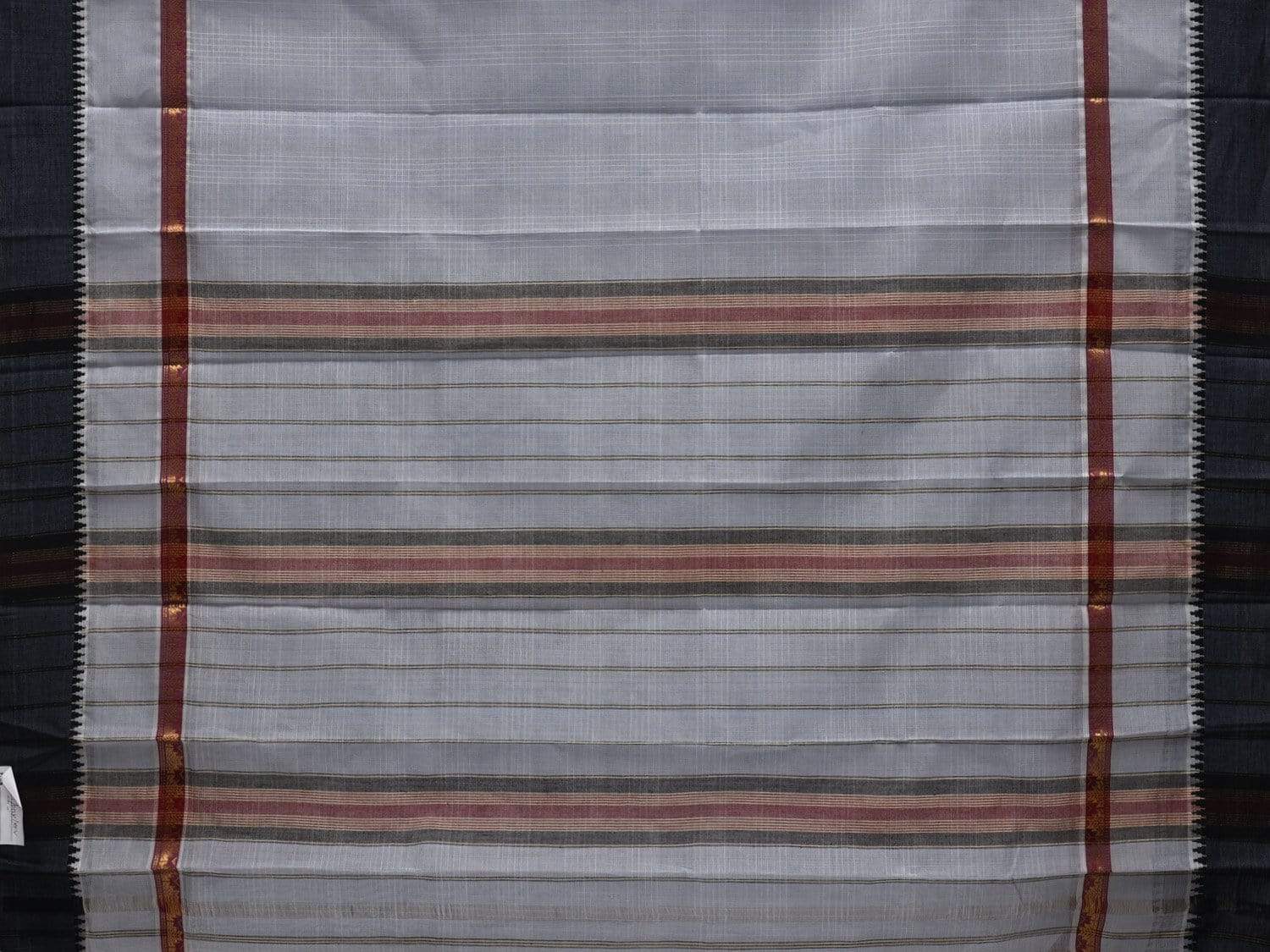 Light Grey Narayanpet Cotton Handloom Saree with Checks Design No Blouse np0479