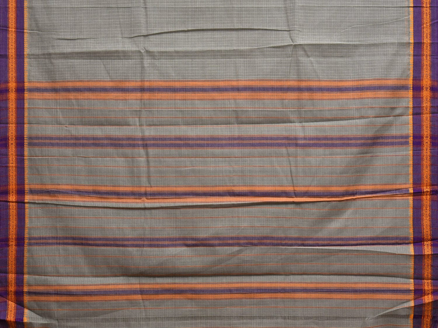 Light Grey Narayanpet Cotton Handloom Saree with Checks Design No Blouse np0854