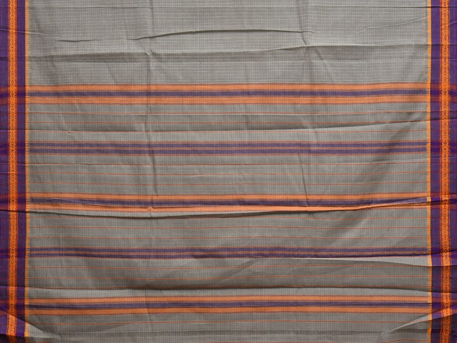 Light Grey Narayanpet Cotton Handloom Saree with Checks Design No Blouse np0854