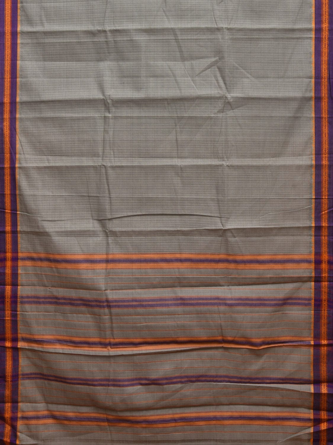 Light Grey Narayanpet Cotton Handloom Saree with Checks Design No Blouse np0854