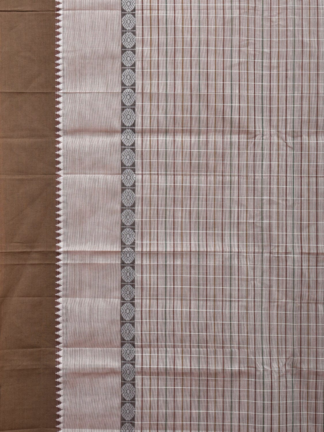 Light Grey Narayanpet Cotton Handloom Saree with Strips Design No Blouse np0807