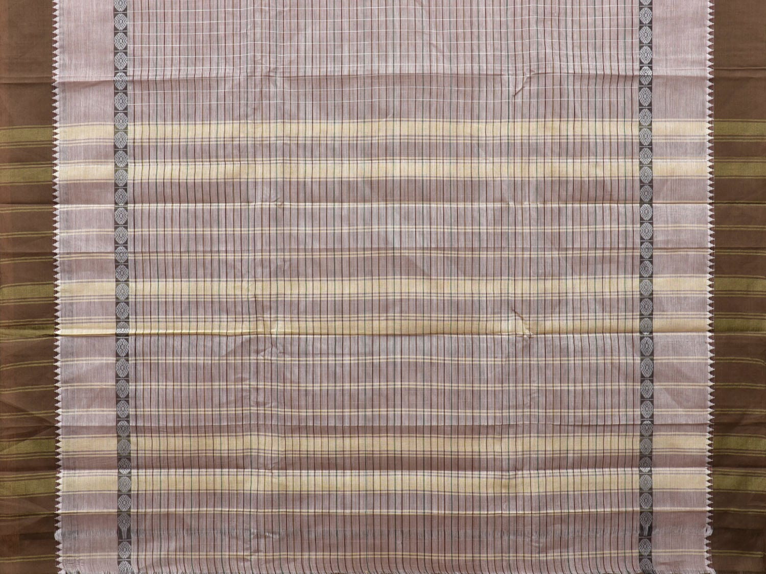 Light Grey Narayanpet Cotton Handloom Saree with Strips Design No Blouse np0807