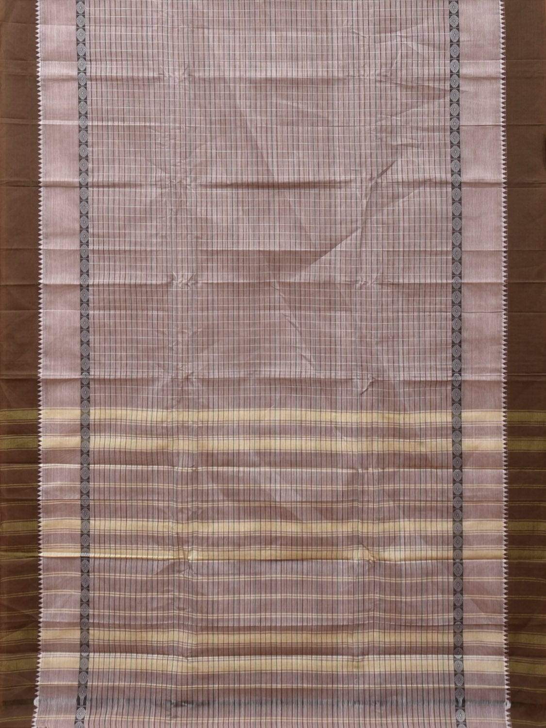 Light Grey Narayanpet Cotton Handloom Saree with Strips Design No Blouse np0807