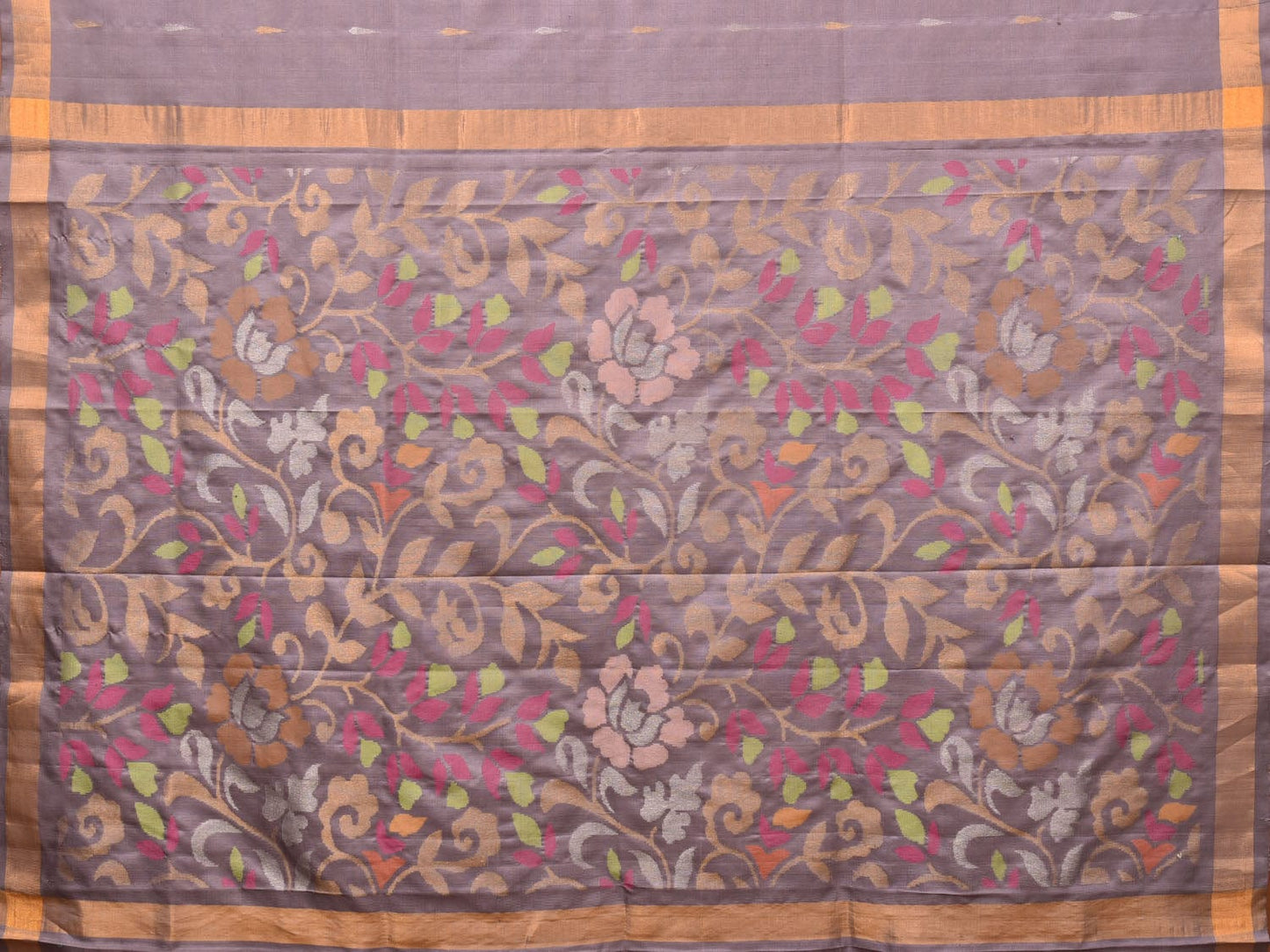 Light Grey Uppada Silk Handloom Saree with Floral Pallu Design u1992