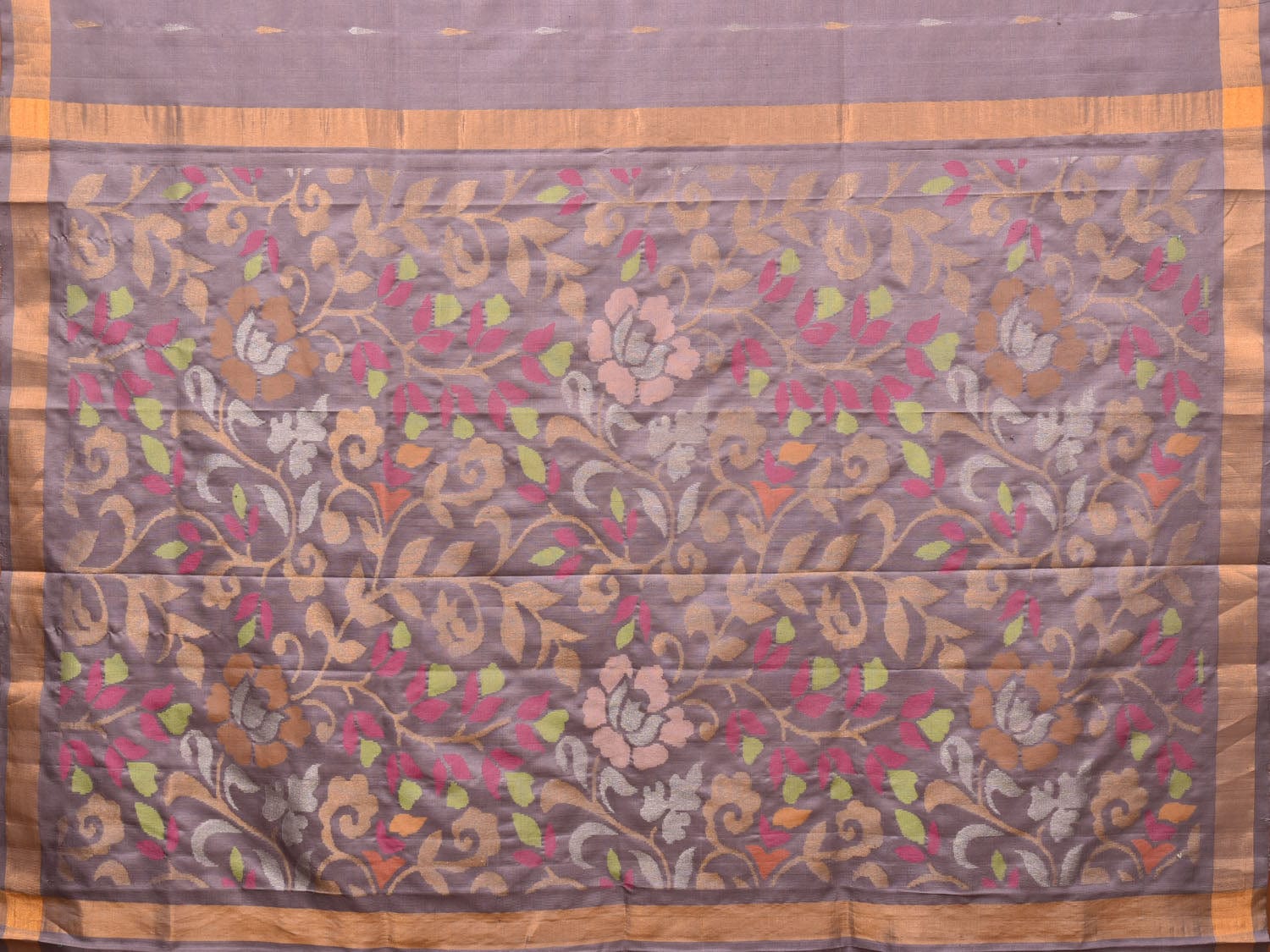 Light Grey Uppada Silk Handloom Saree with Floral Pallu Design u1992