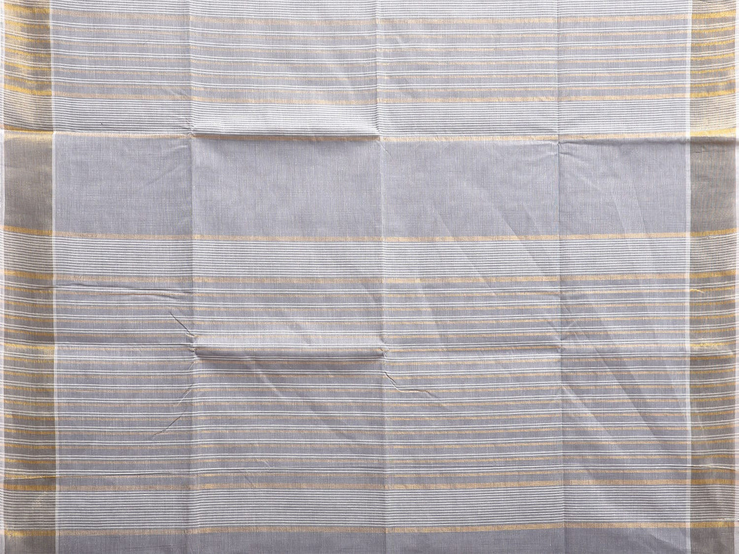 Light Grey Venkatagiri Cotton Saree with Strips Body and Pallu Design v0096