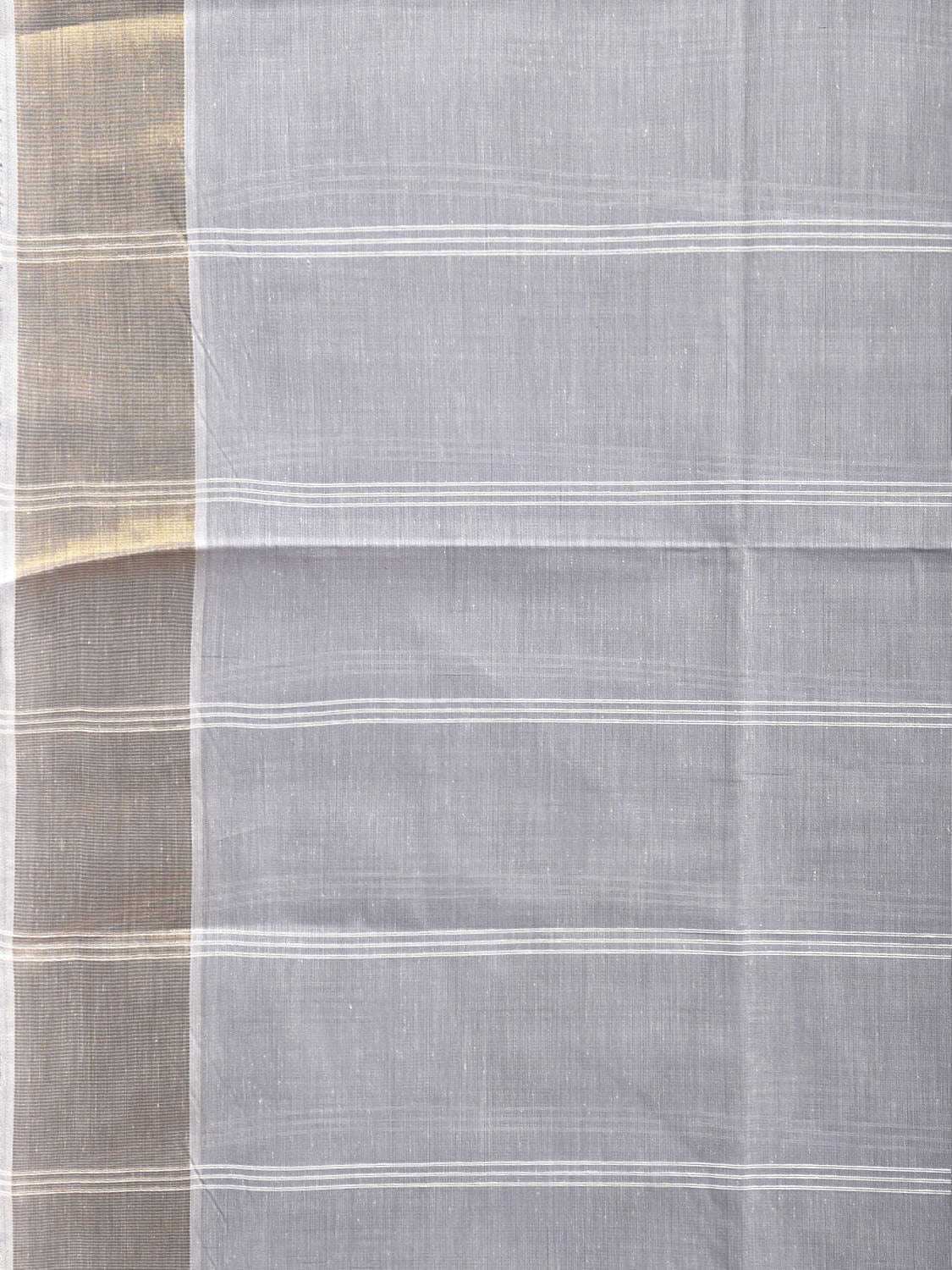 Light Grey Venkatagiri Cotton Saree with Strips Body and Pallu Design v0096