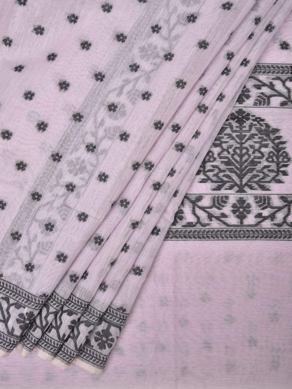 Light Lavender Banaras Cotton Handloom Saree with Border Design b0290