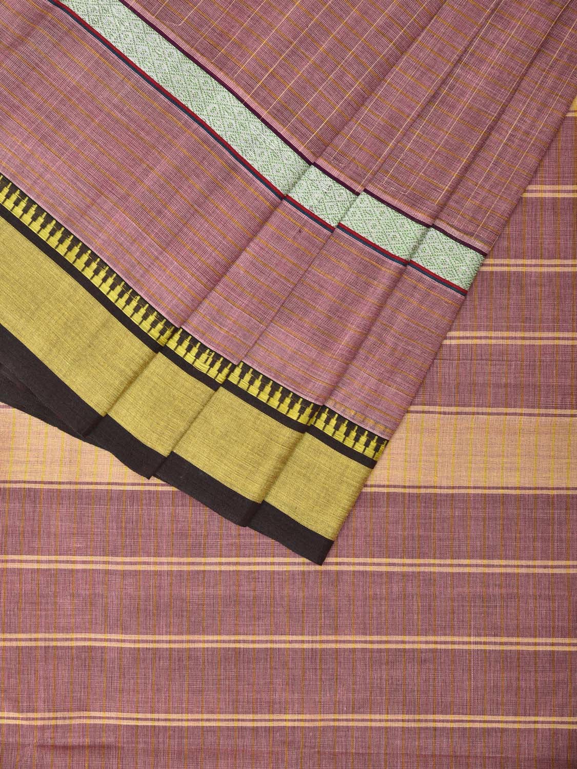 Light Mauve Narayanpet Cotton Handloom Saree with Checks and Big Border Design No Blouse np0701
