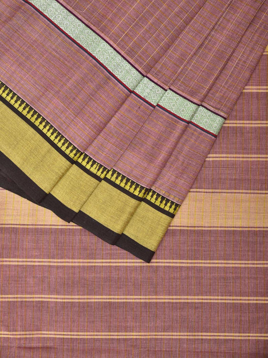 Light Mauve Narayanpet Cotton Handloom Saree with Checks and Big Border Design No Blouse np0701