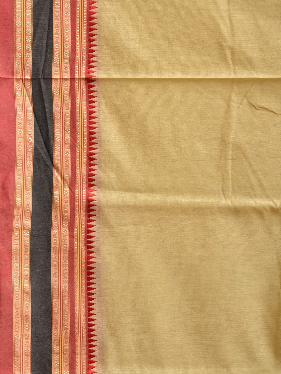 Light Olive Bamboo Cotton Plain Saree with Strips Pallu Design No Blouse bc0798