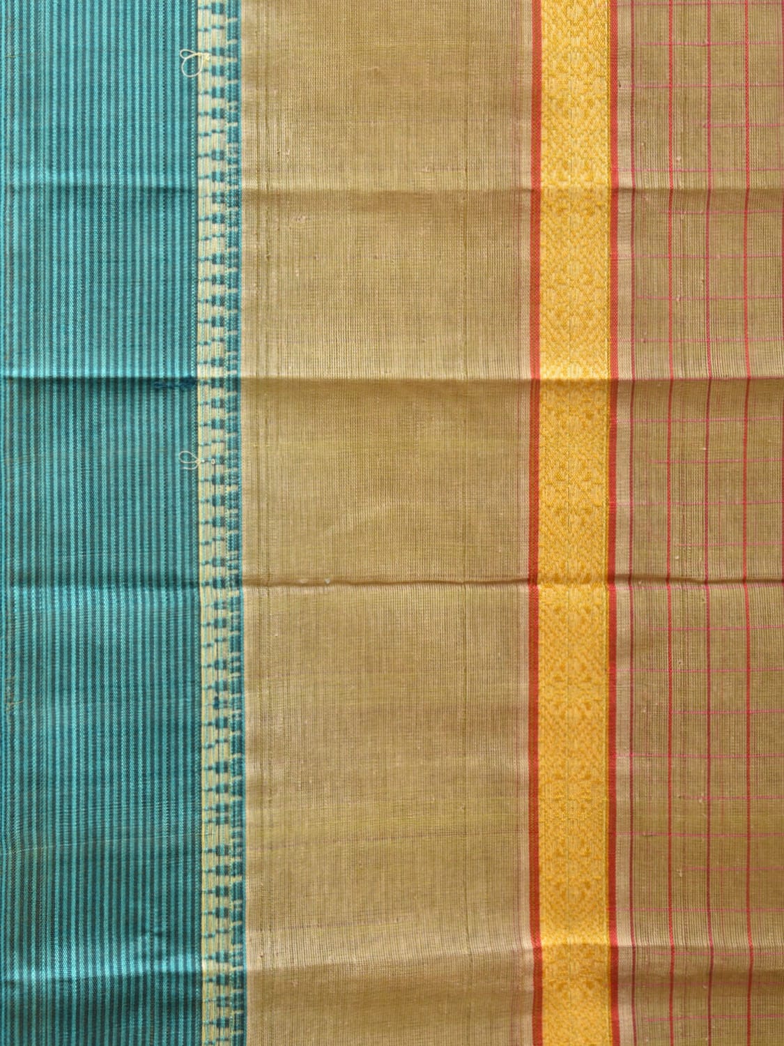 Light Olive Narayanpet Cotton Handloom Saree with Strips Design No Blouse np0769
