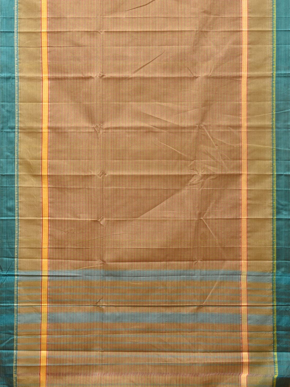 Light Olive Narayanpet Cotton Handloom Saree with Strips Design No Blouse np0769