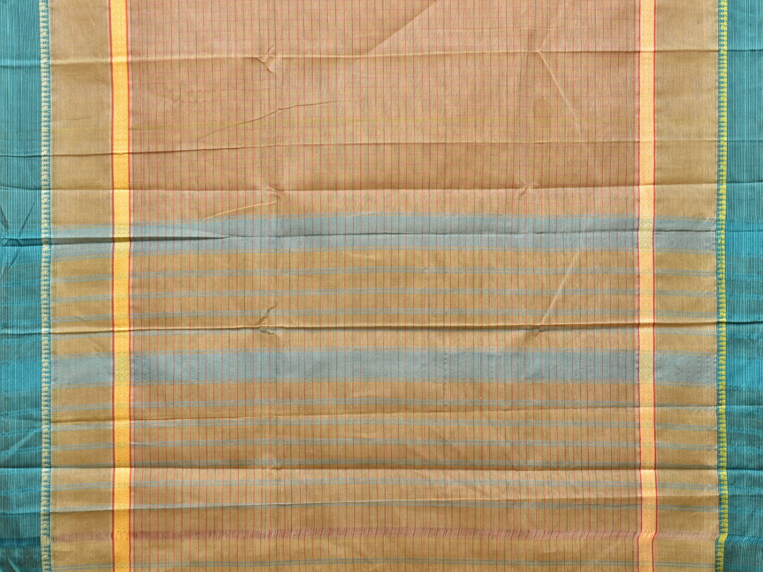 Light Olive Narayanpet Cotton Handloom Saree with Strips Design No Blouse np0769