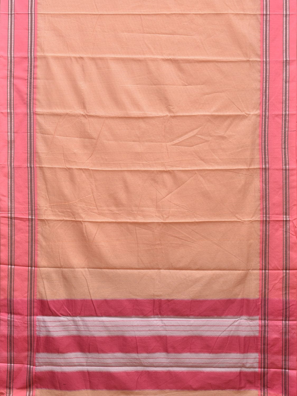Light Orange and Baby Pink Bamboo Cotton Saree with Small Checks Design No Blouse bc0293