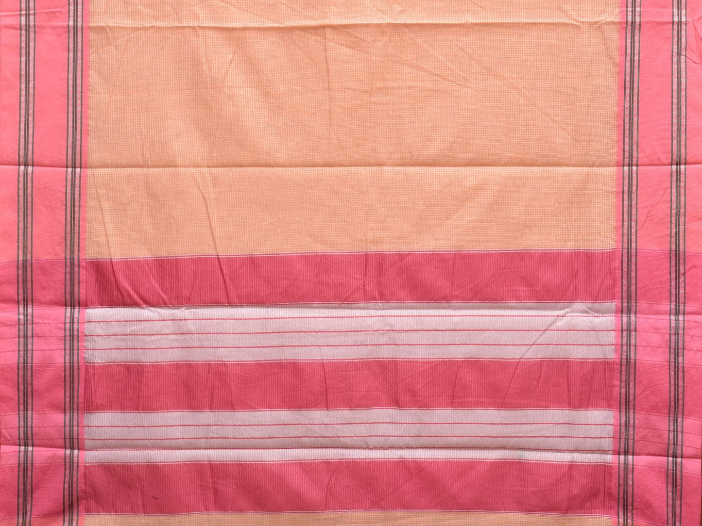 Light Orange and Baby Pink Bamboo Cotton Saree with Small Checks Design No Blouse bc0293