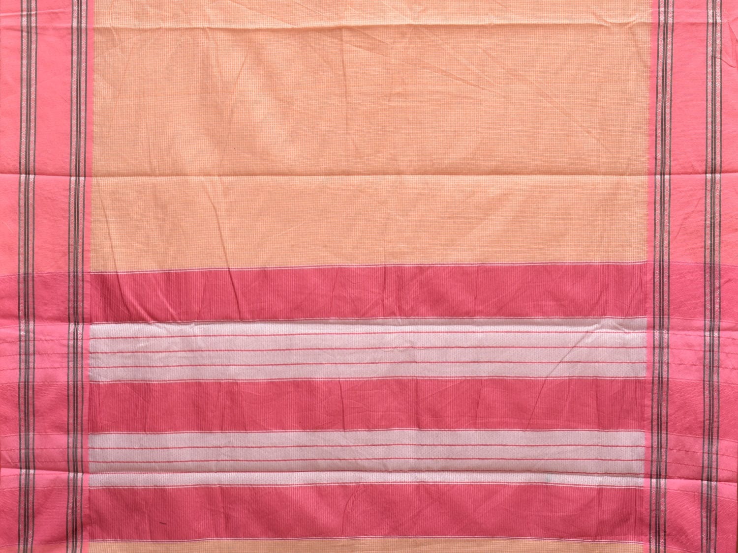 Light Orange and Baby Pink Bamboo Cotton Saree with Small Checks Design No Blouse bc0293