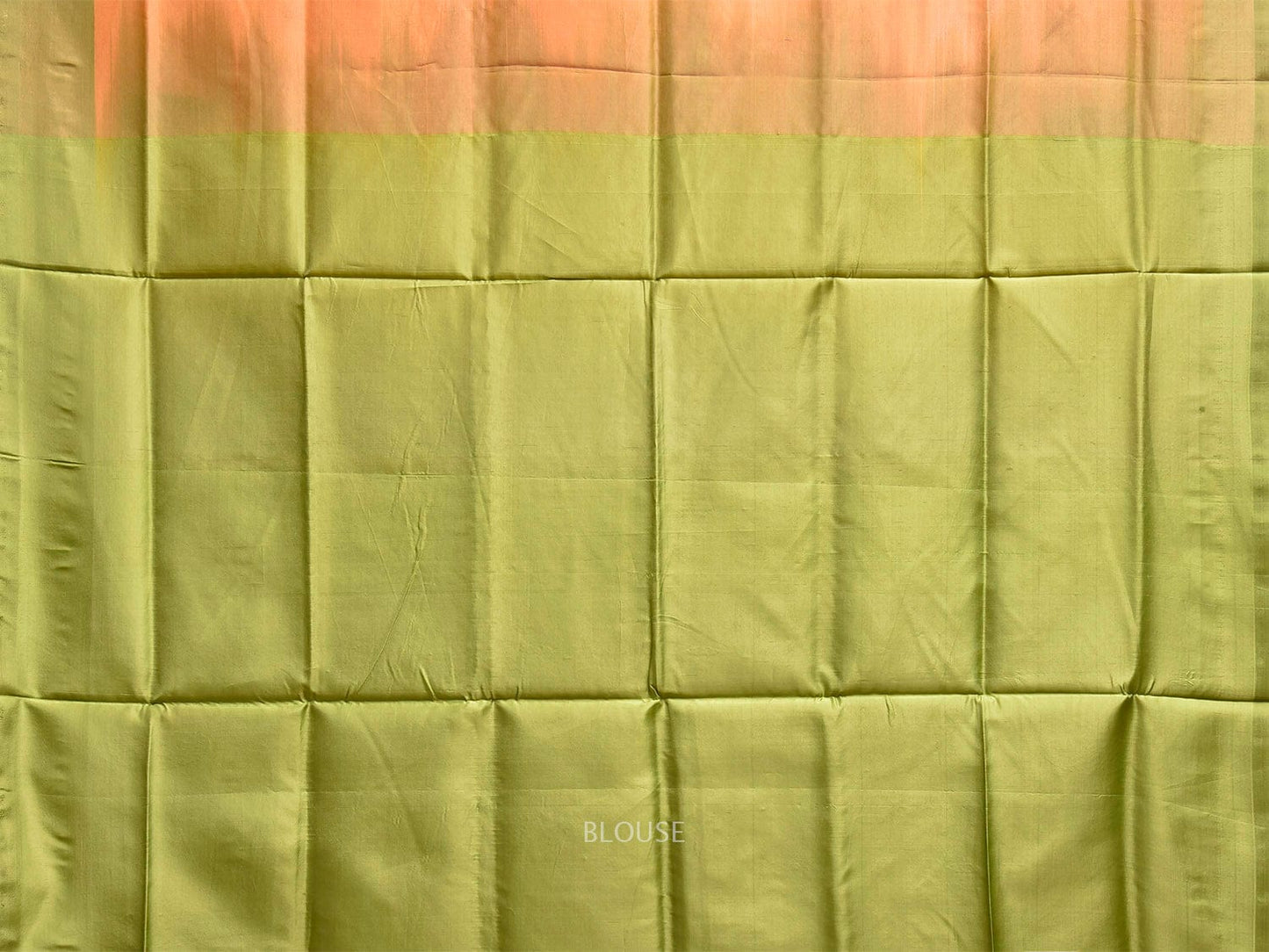 Light Orange and Light Green Banana Silk Saree with Pasley Border Buta Design o0681