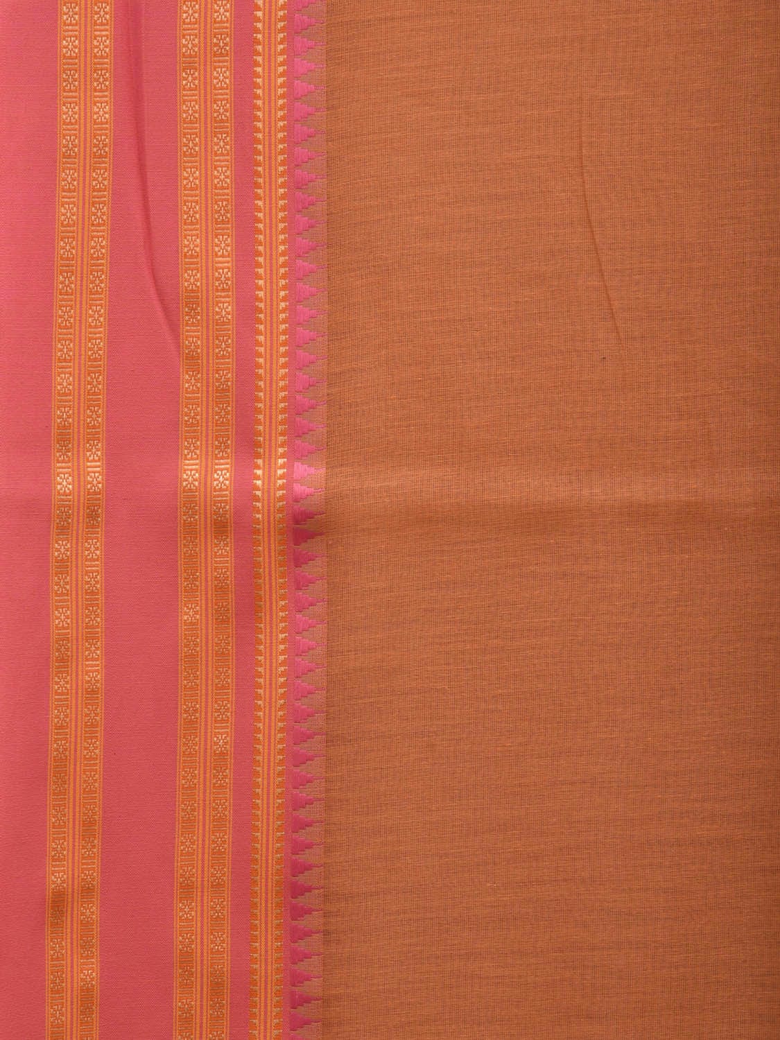 Light Orange and Pink Bamboo Cotton Plain Saree with Border Design bc0065