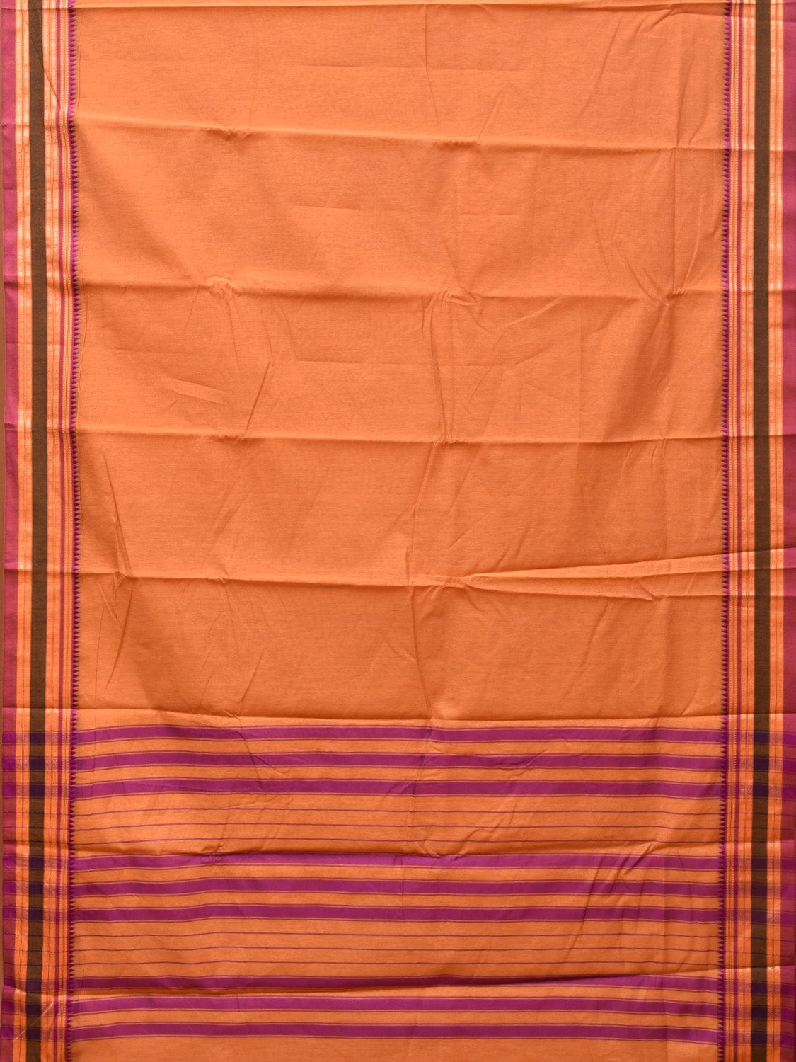 Light Orange Bamboo Cotton Plain Saree with Border Design No Blouse bc0196