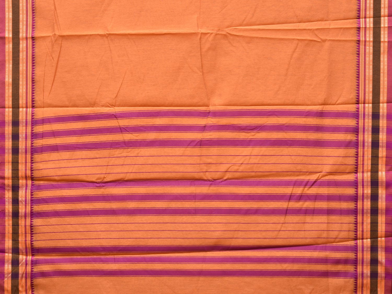 Light Orange Bamboo Cotton Plain Saree with Border Design No Blouse bc0196