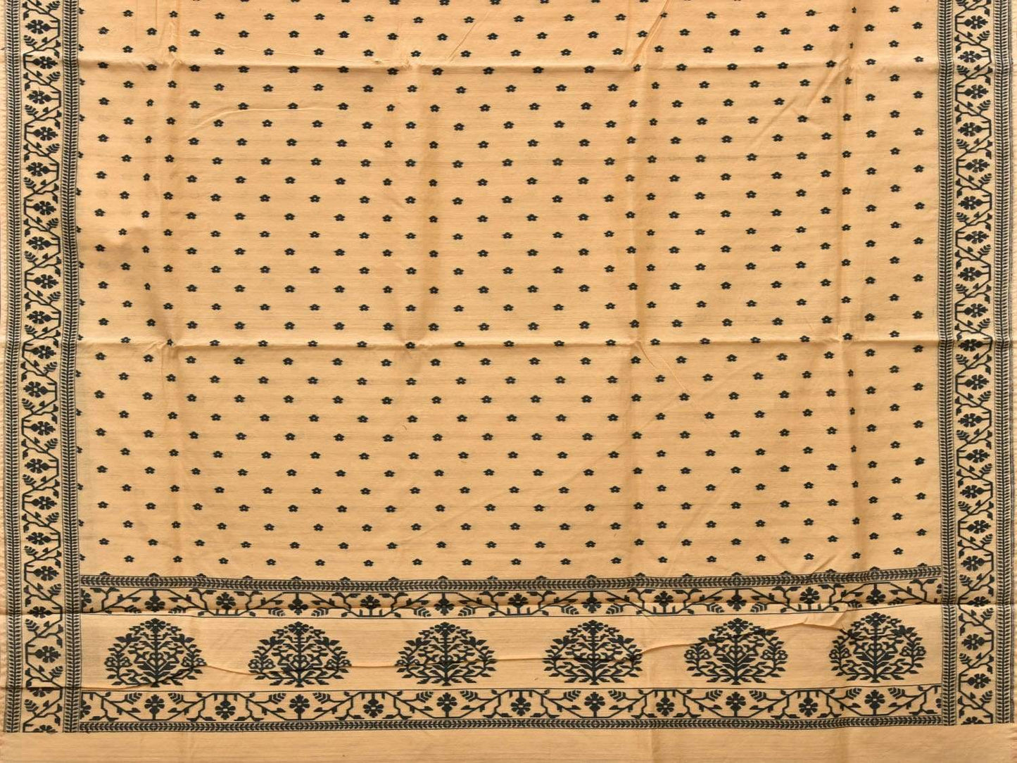 Light Orange Banaras Cotton Handloom Saree with Border Design b0289