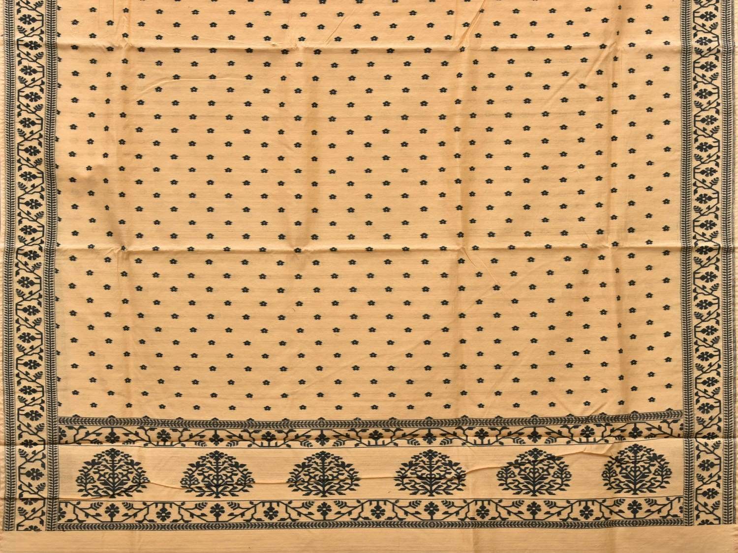 Light Orange Banaras Cotton Handloom Saree with Border Design b0289