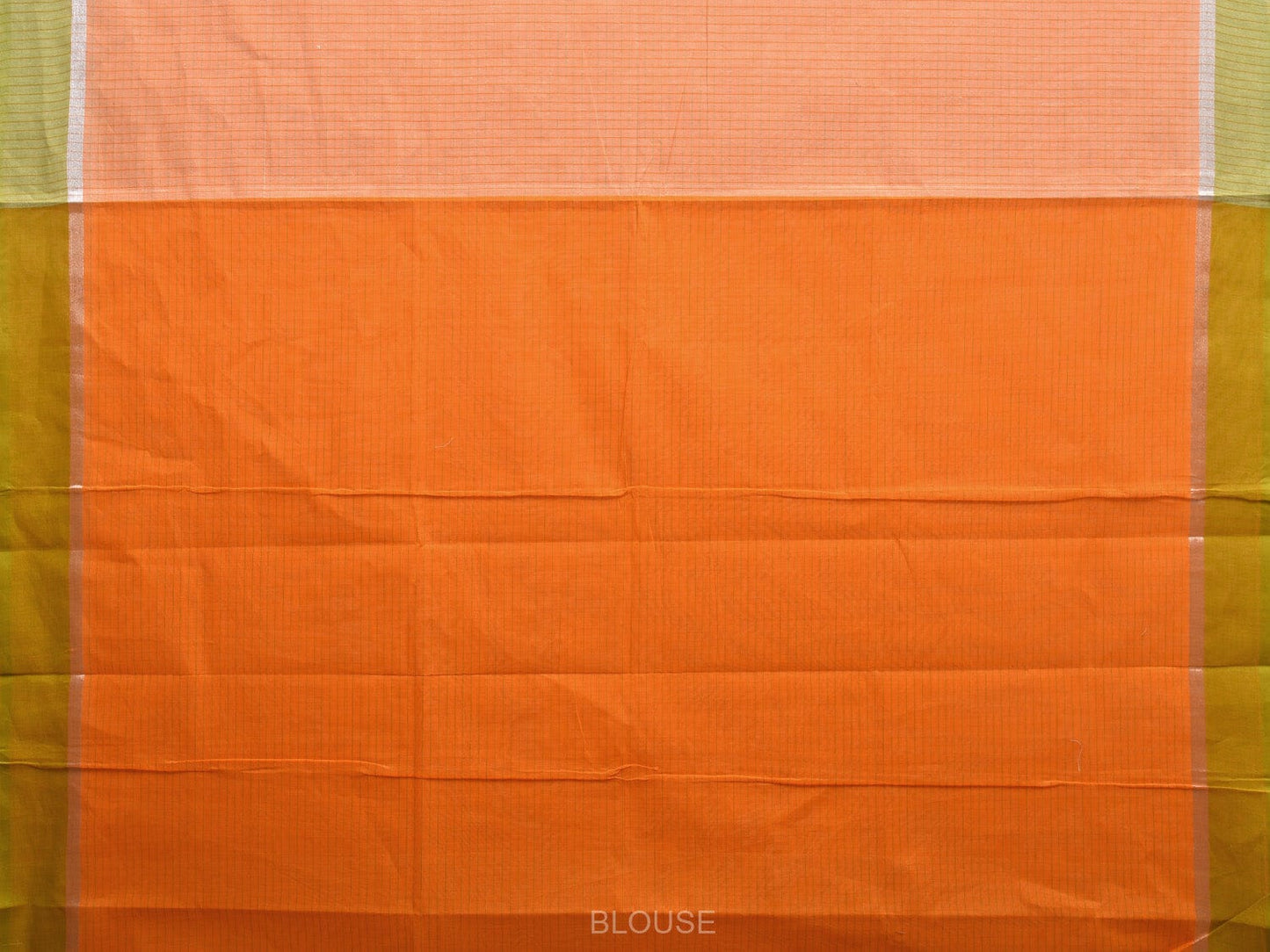 Light Orange Kanchipuram Cotton Handloom Saree with Big Check Design k0566