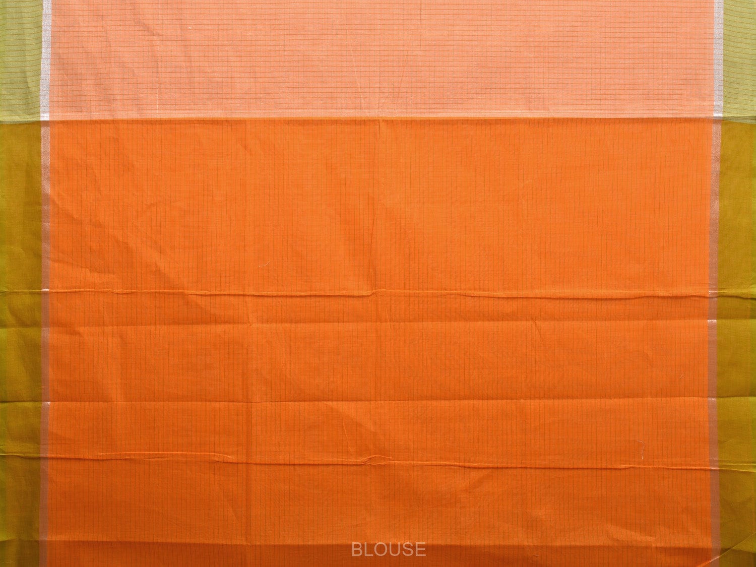 Light Orange Kanchipuram Cotton Handloom Saree with Big Check Design k0566