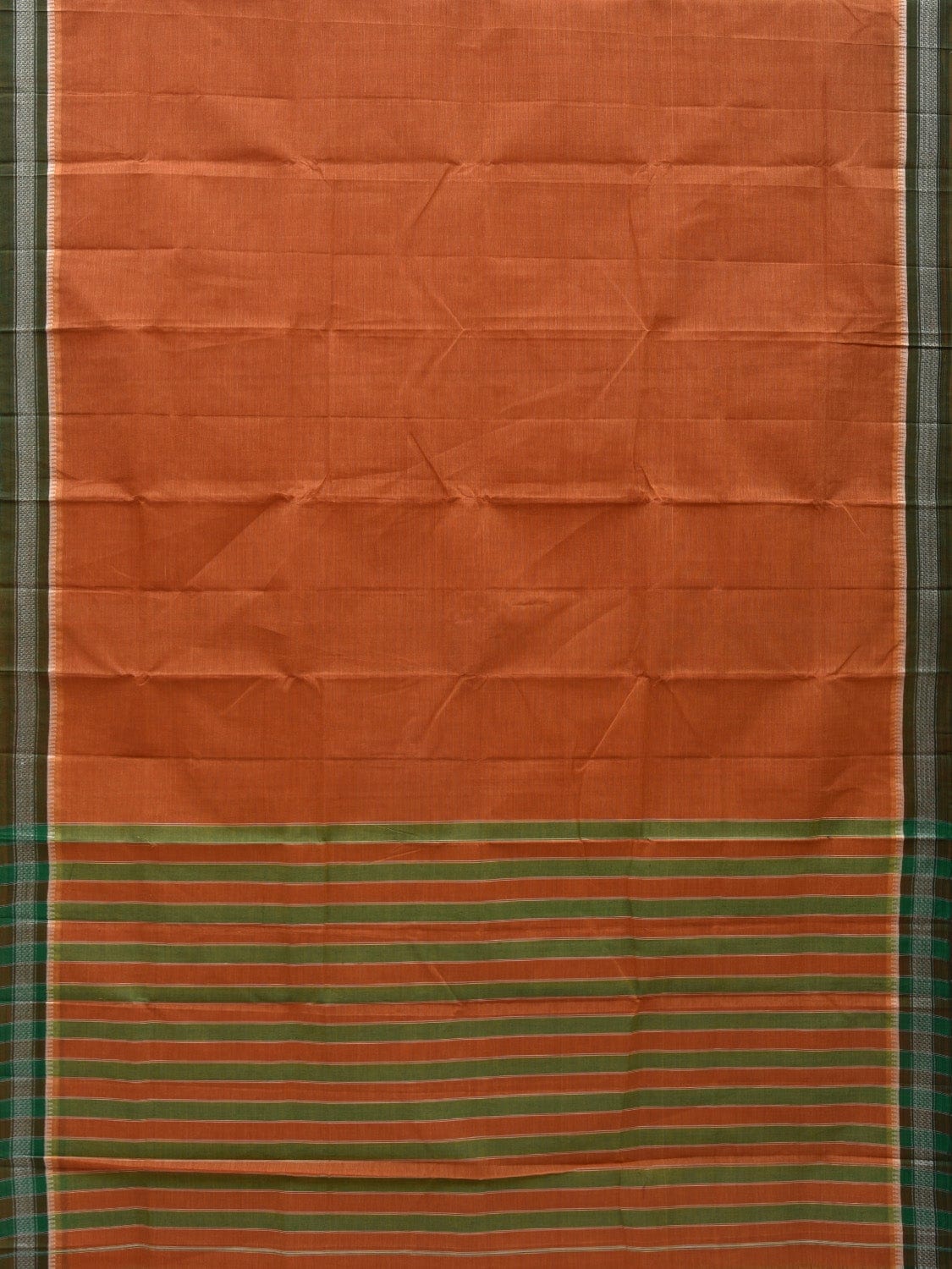 Light Orange Narayanpet Cotton Handloom Plain Saree with Border Design No Blouse np0527