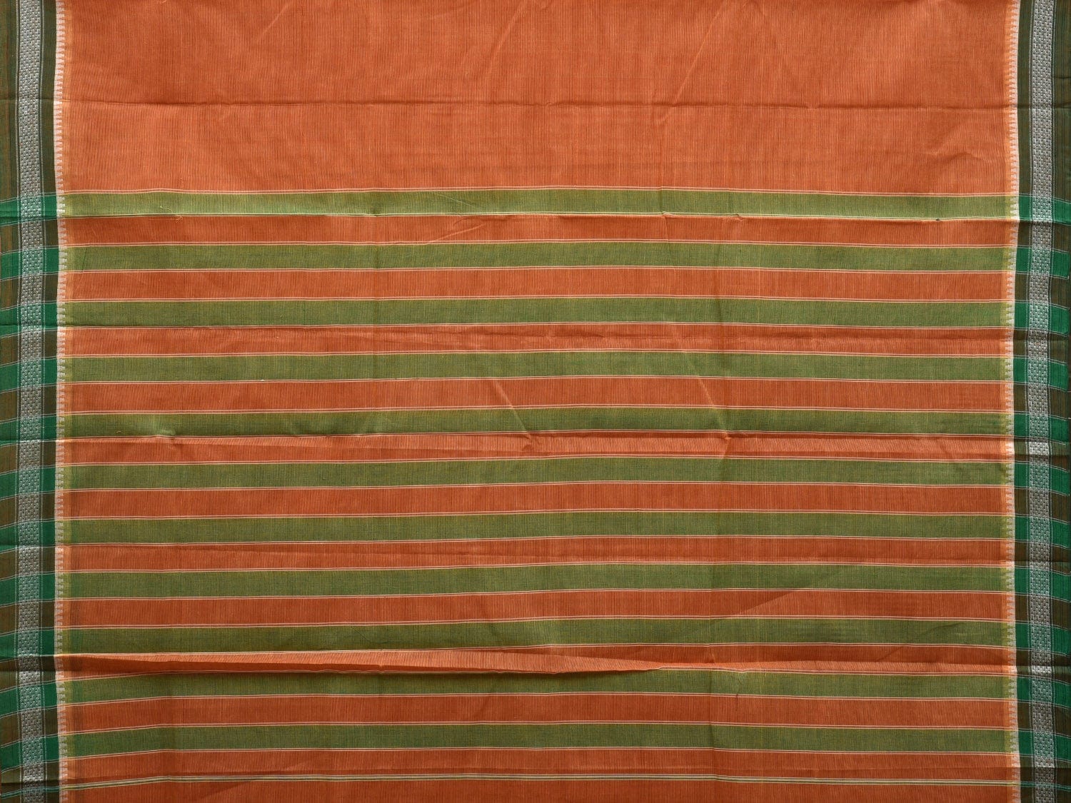 Light Orange Narayanpet Cotton Handloom Plain Saree with Border Design No Blouse np0527