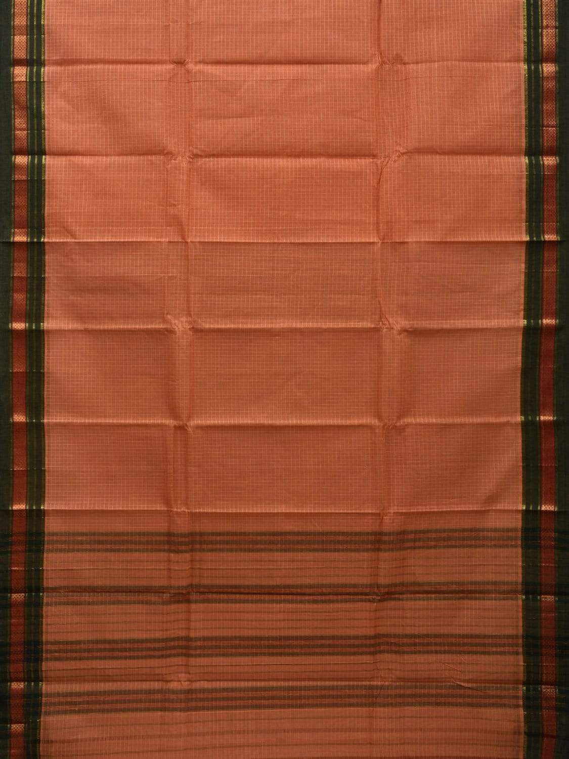 Light Orange Narayanpet Cotton Handloom Saree with Checks Design No Blouse np0493
