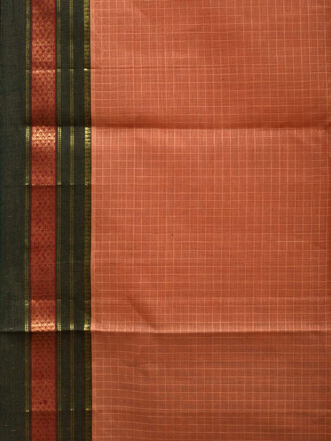 Light Orange Narayanpet Cotton Handloom Saree with Checks Design No Blouse np0493