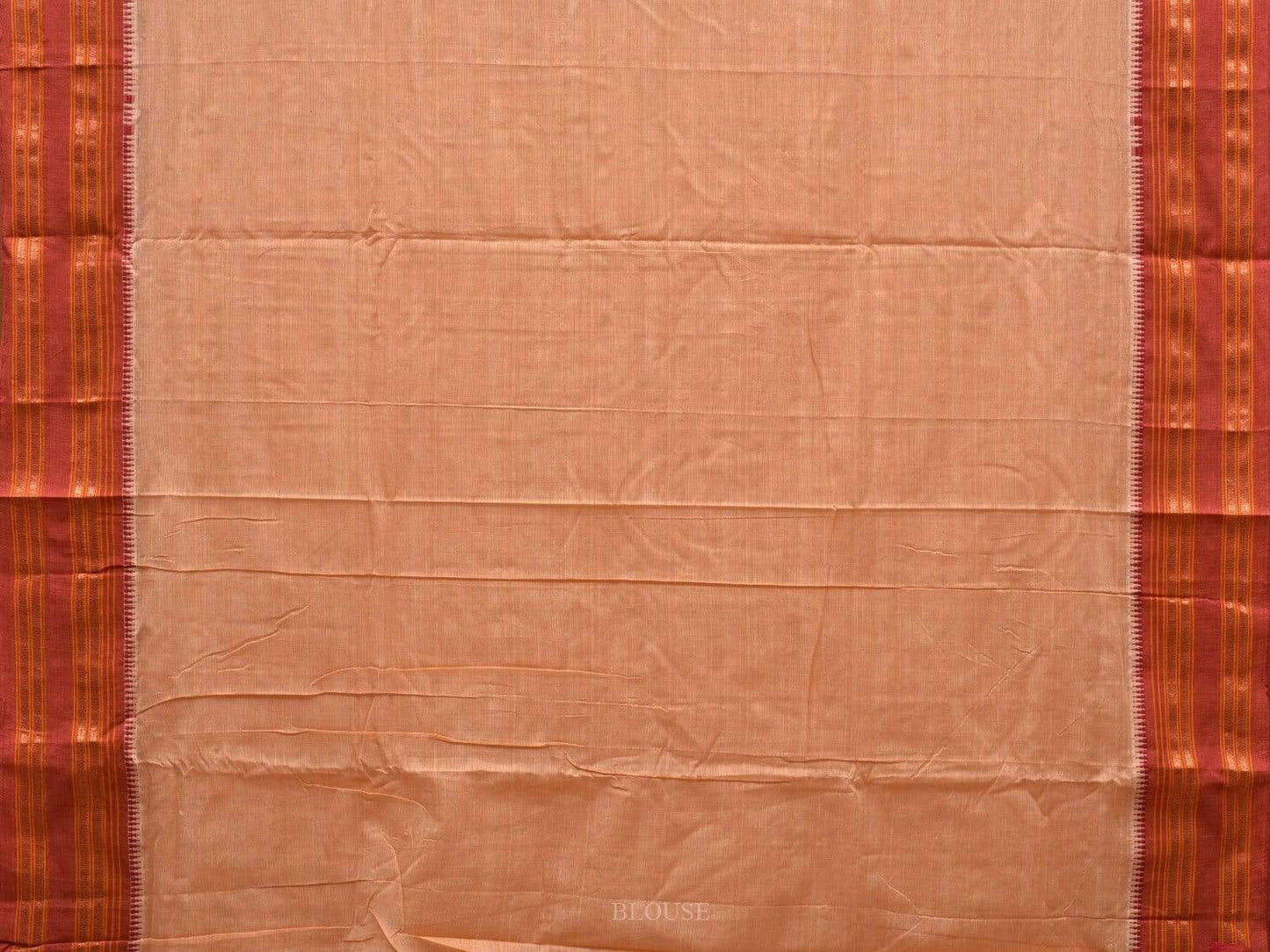 Light Orange Narayanpet Cotton Plain Saree with Natural Dye Colors np0504