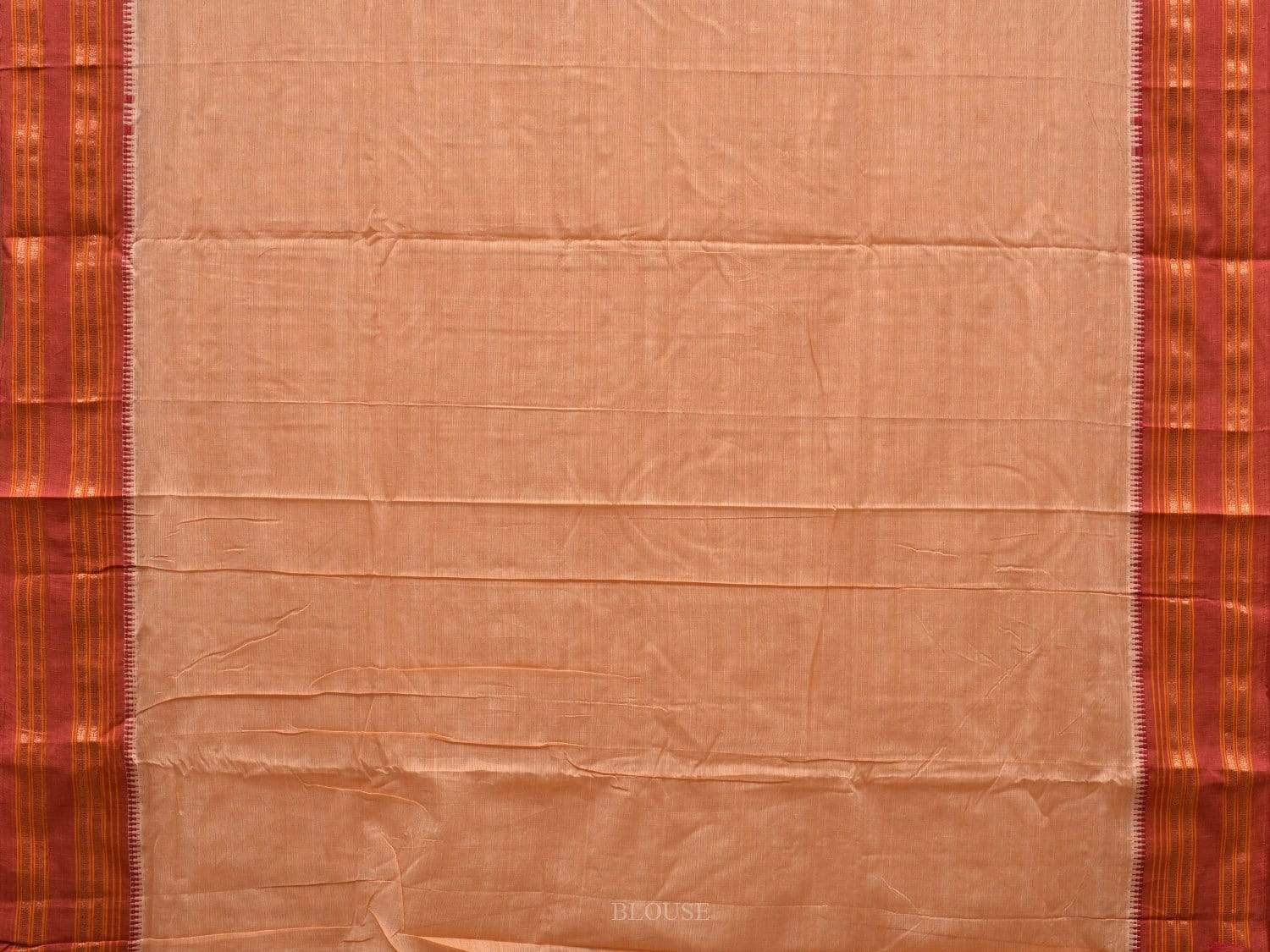 Light Orange Narayanpet Cotton Plain Saree with Natural Dye Colors np0504