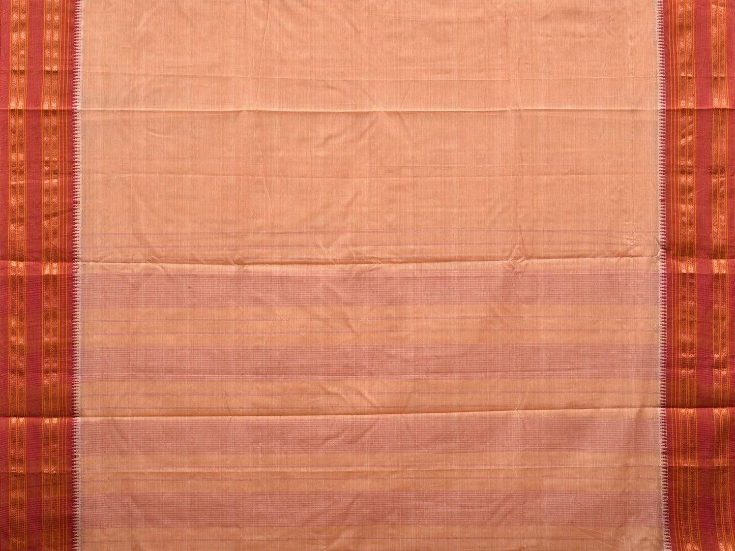 Light Orange Narayanpet Cotton Plain Saree with Natural Dye Colors np0504