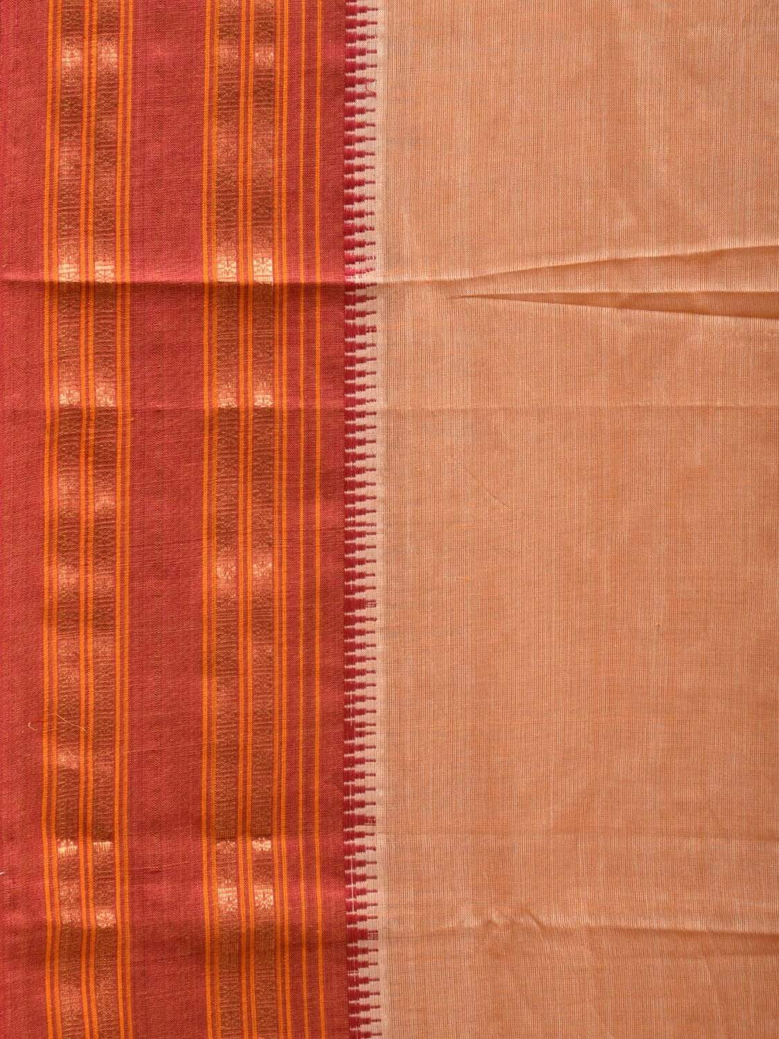 Light Orange Narayanpet Cotton Plain Saree with Natural Dye Colors np0504