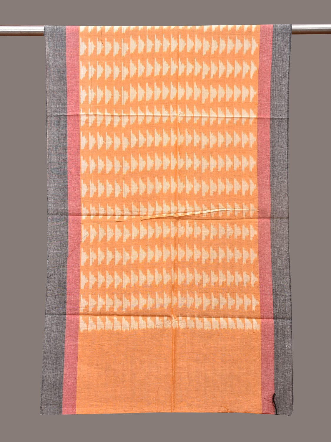 Light Orange Pochamaplly Ikat Cotton Handloom Stole with Buta Design ds3371