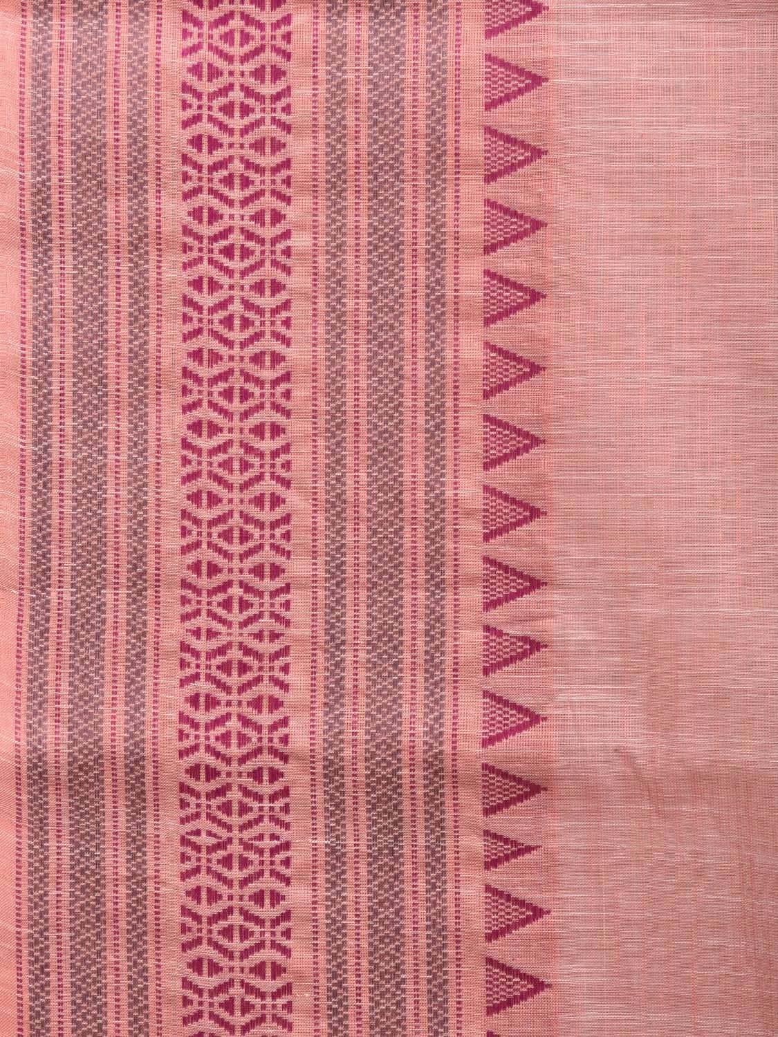Light Peach Kanchipuram Cotton Handloom Plain Saree with Border Design k0574