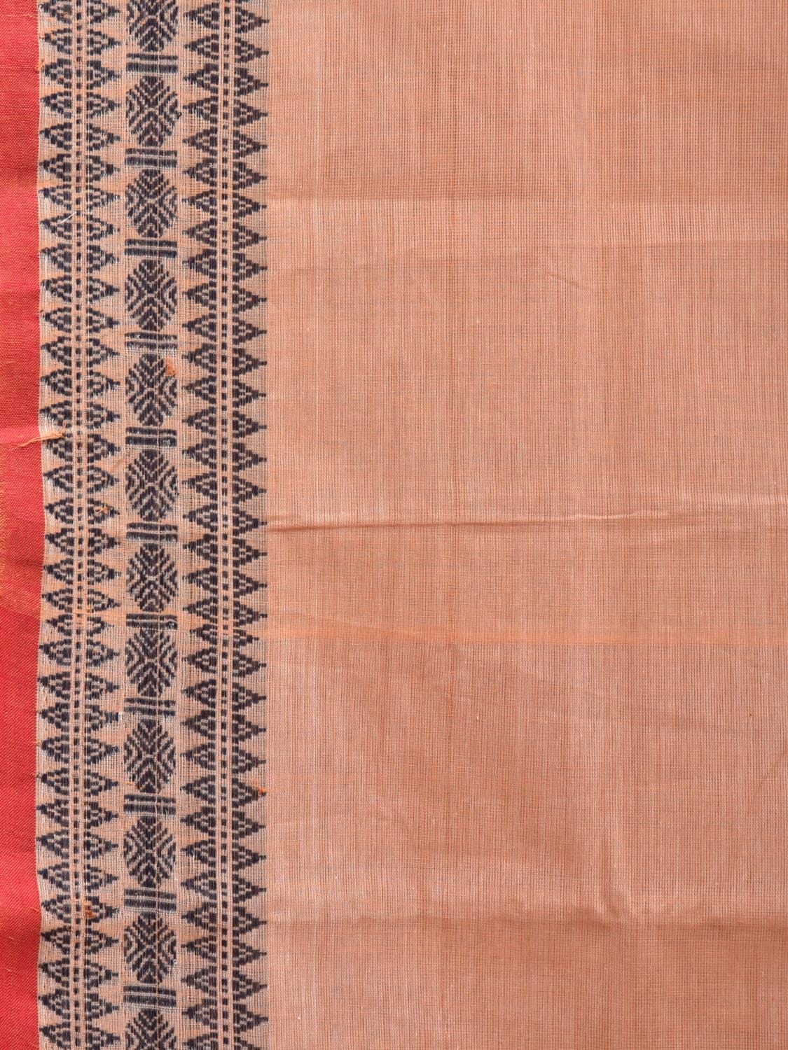 Light Peach Kanchipuram Cotton Saree with Strips Pallu and Border Design k0528